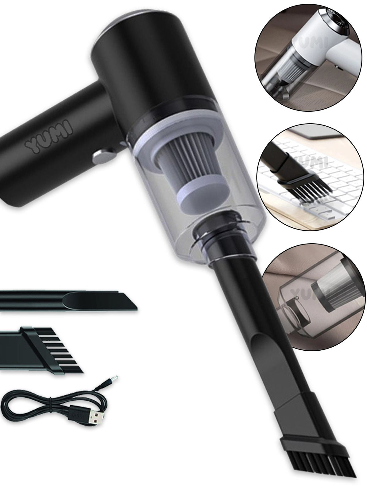 Combo Aspiradora para Carro + Transmisor Bluetooth Multifuncional