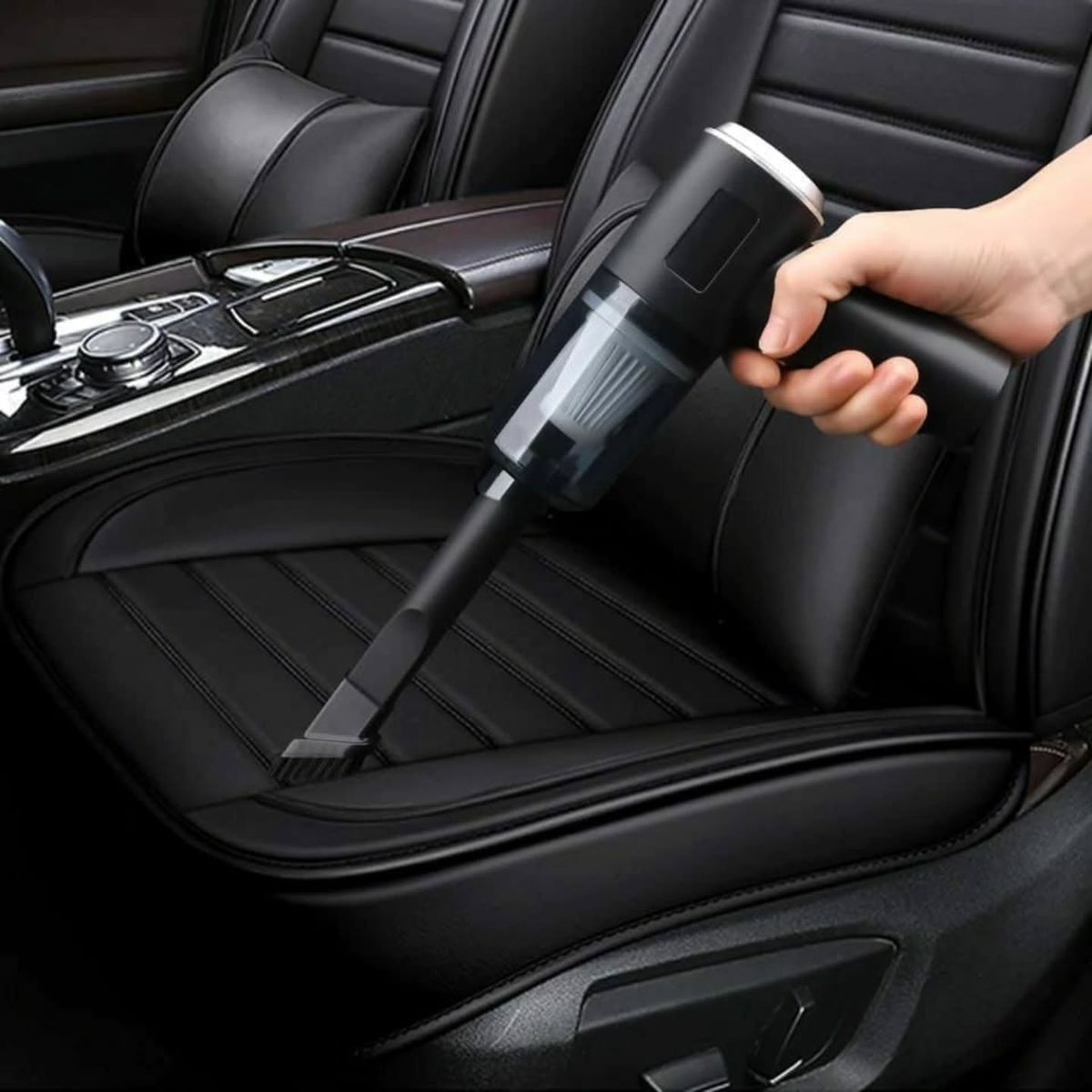Combo Aspiradora para Carro + Transmisor Bluetooth Multifuncional